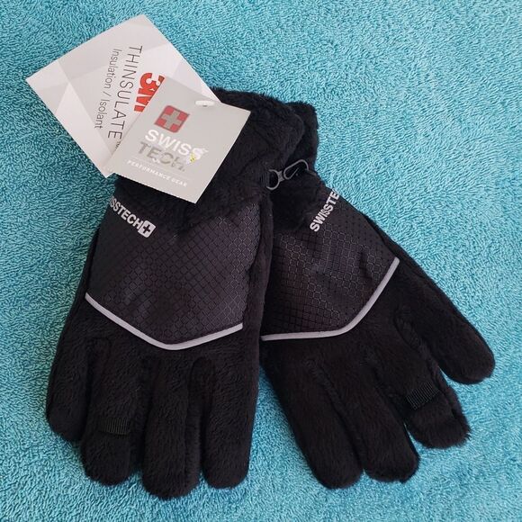 NWT Swiss Tech Black Gloves with 3M Thinsulate Insulation Technology Sz S - Picture 1 of 4